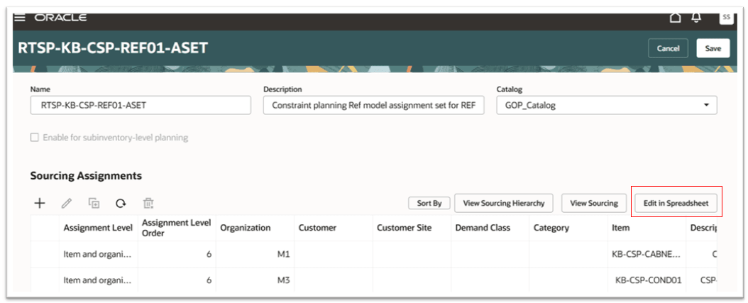 Edit in Spreadsheet action button in Sourcing Assignments