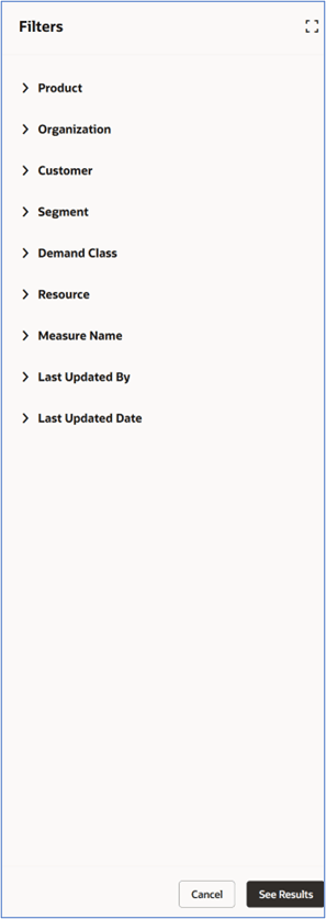 Filters drawer
