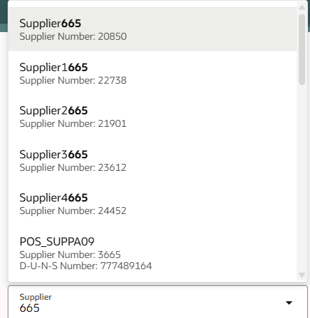 Supplier Name or Number Contains Match Results