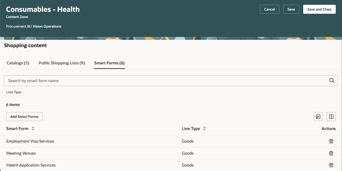 Manage shopping content for a content zone