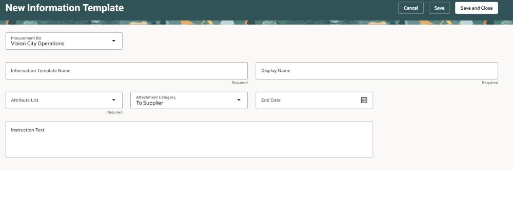 Create New Information Template