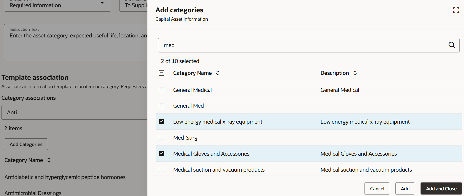 Associate Information Template to Item Categories