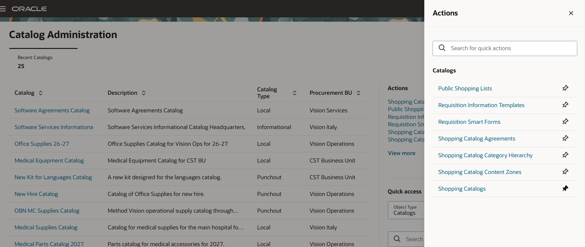 Action drawer for quick actions