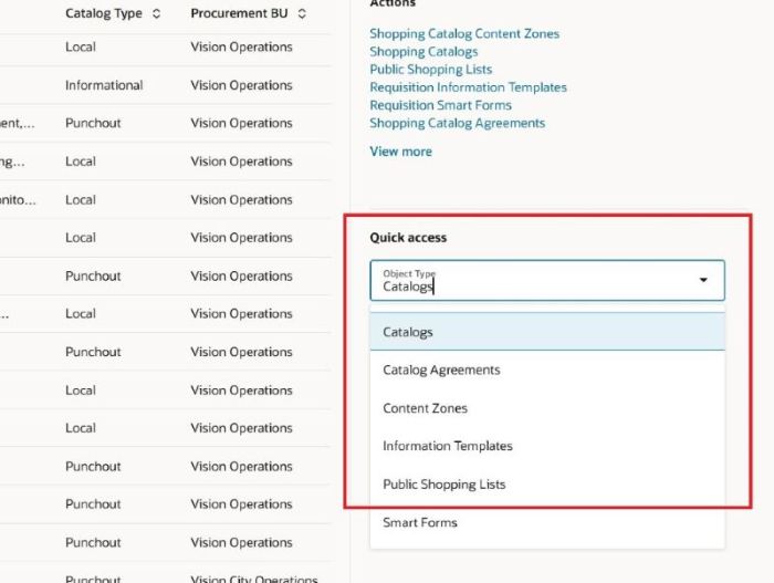 Quick Access on Landing Page