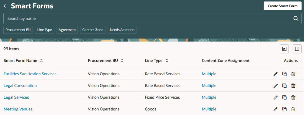 Search and manage smart forms