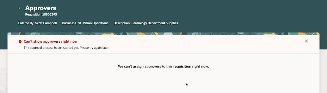 Clearer error message when viewing requisition approvers