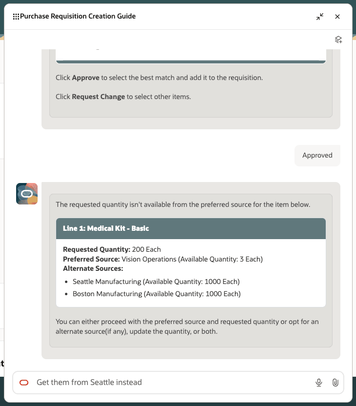 Review available quantity at preferred and alternate sources for internal material transfer items