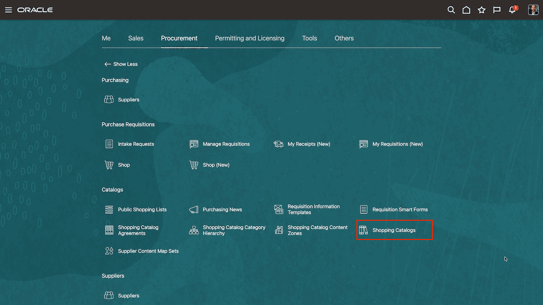 Accessing new user experience to manage catalogs