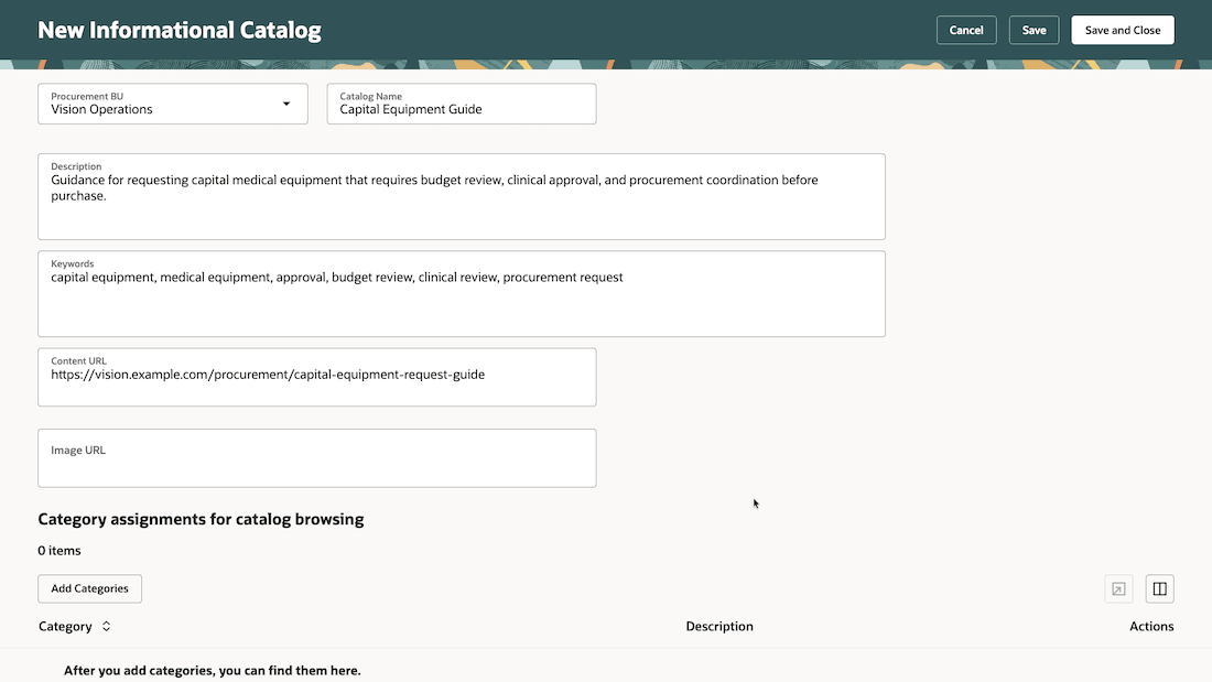 Create informational catalog