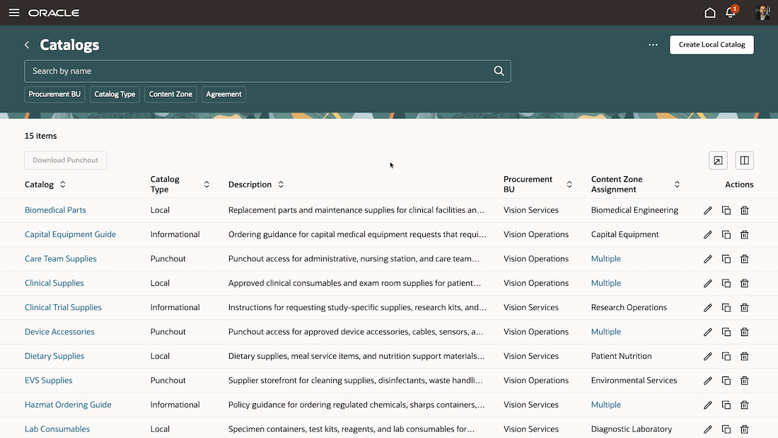 Manage catalogs