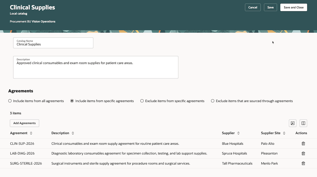 Create or edit local catalog
