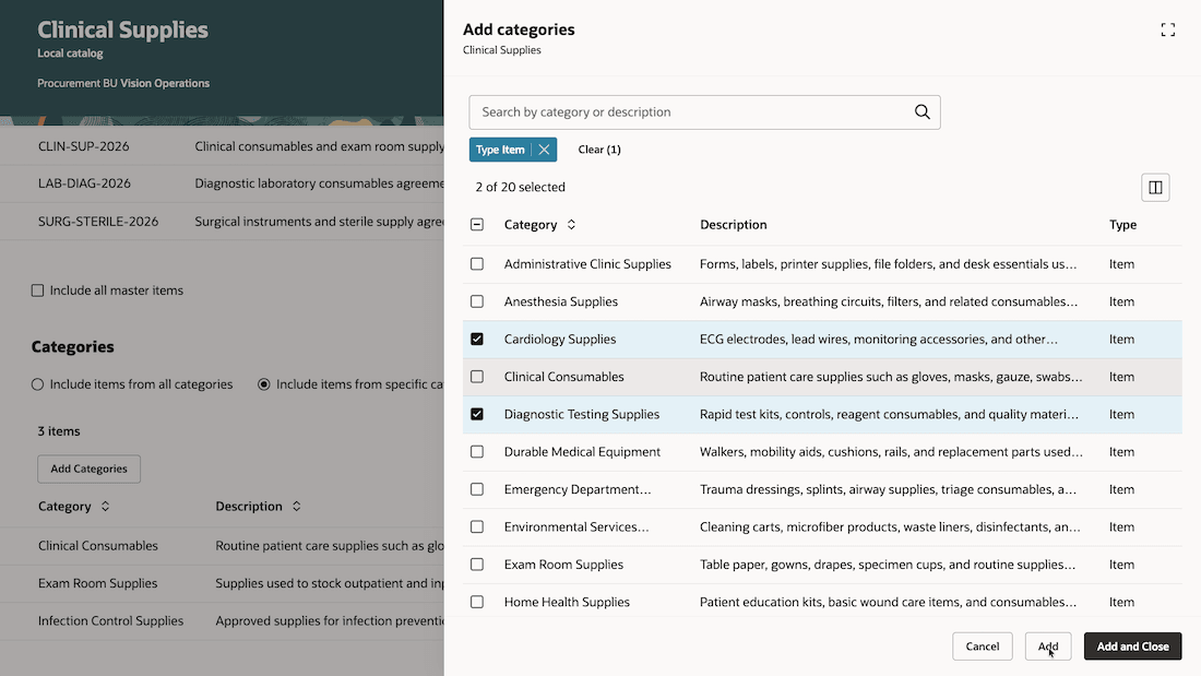 Add categories
