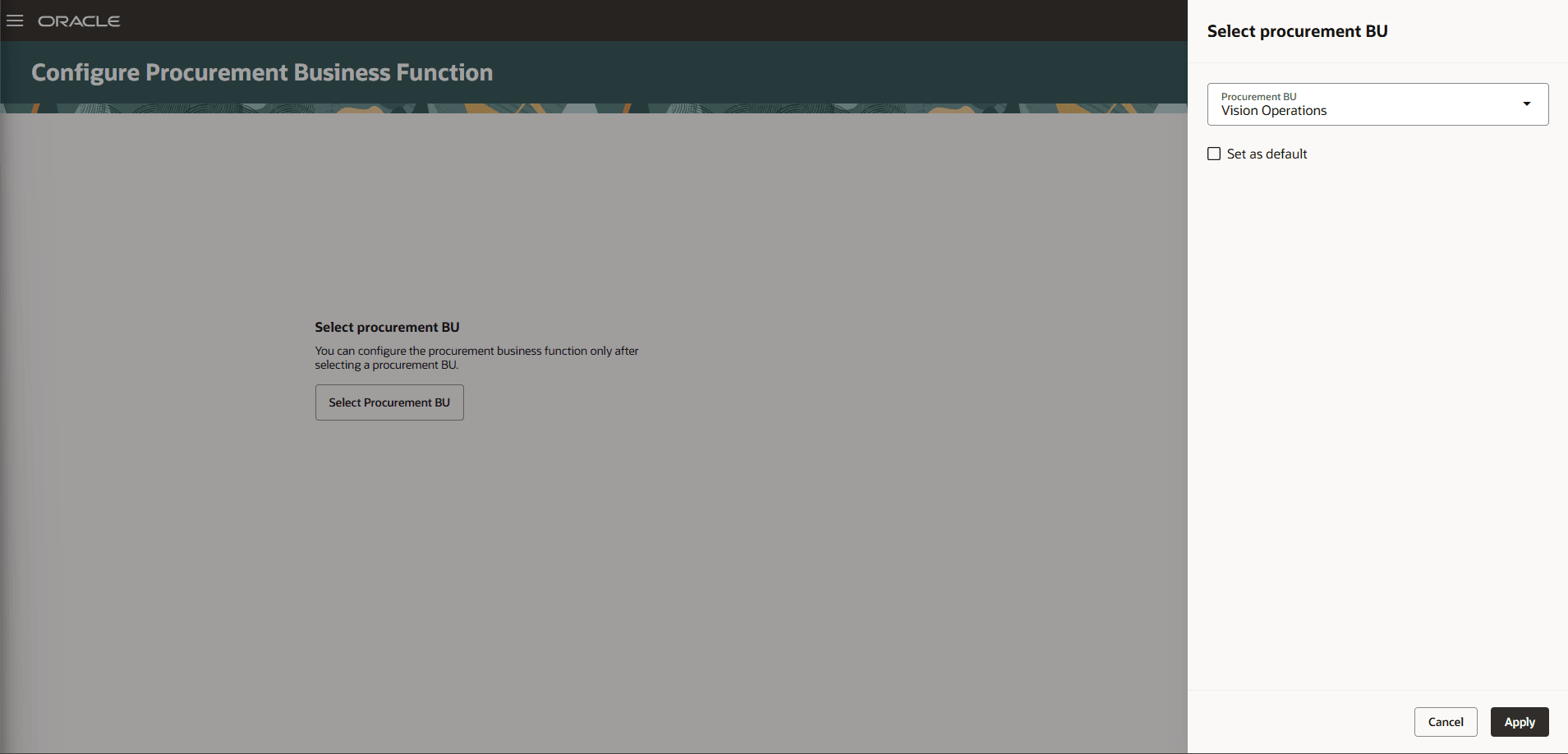 Select a Procurement Business Unit