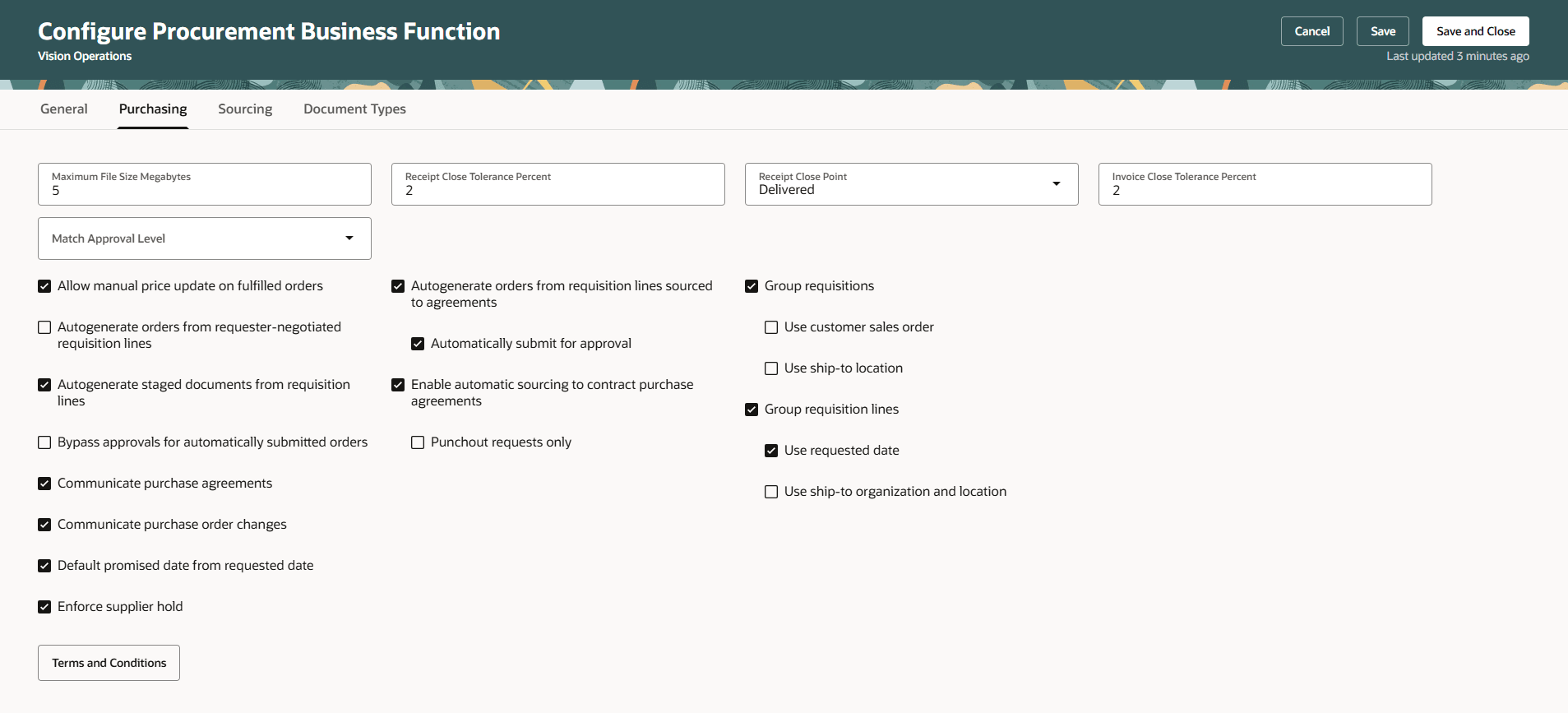 Configure Purchasing Settings