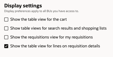 Show the table view for lines on requisition details