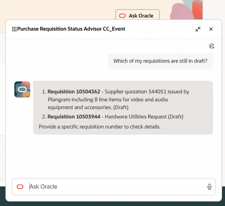 Purchase Requisition Status Advisor - Status is the same as the Status on My Requisitions page