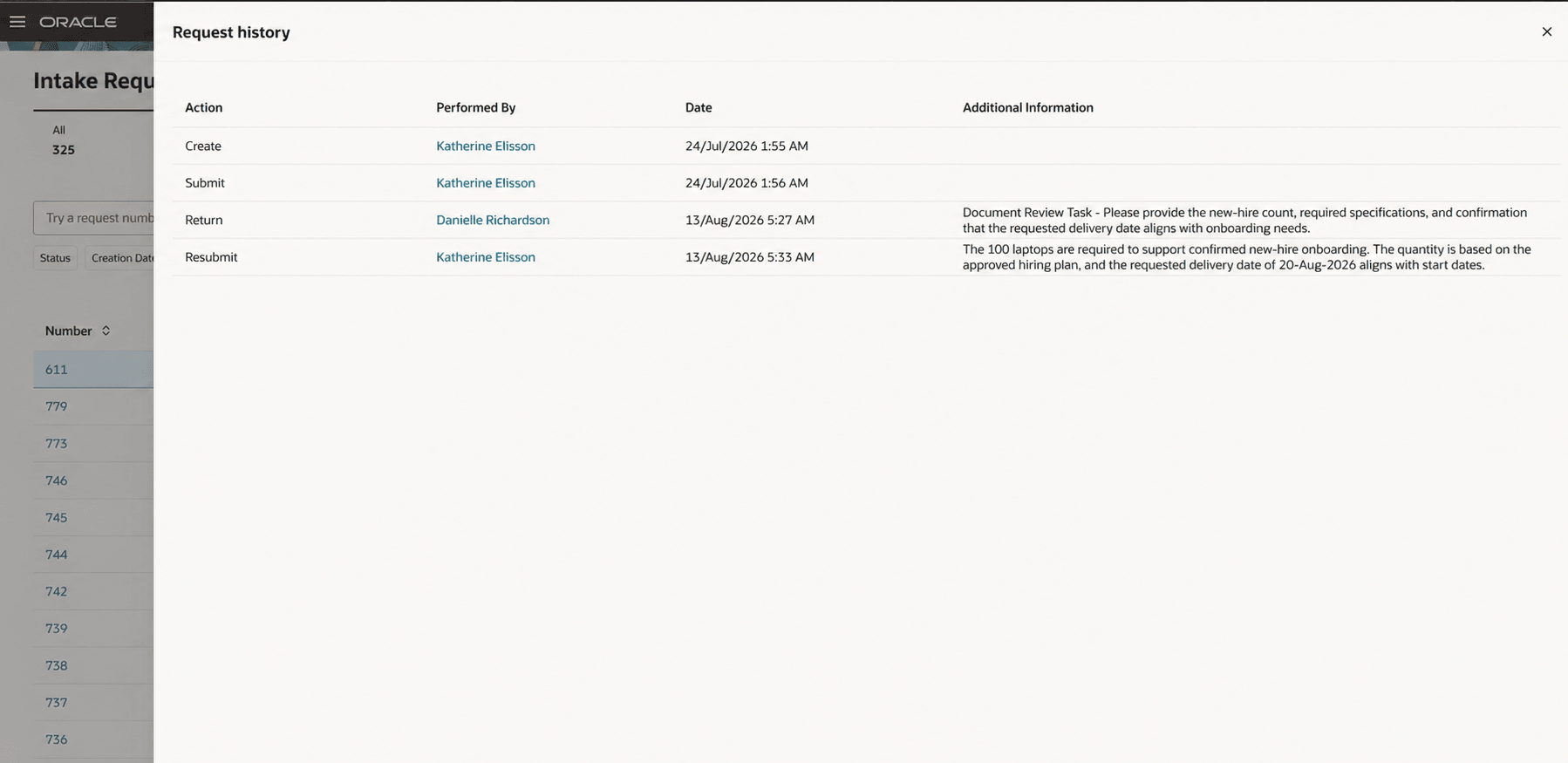View Request History