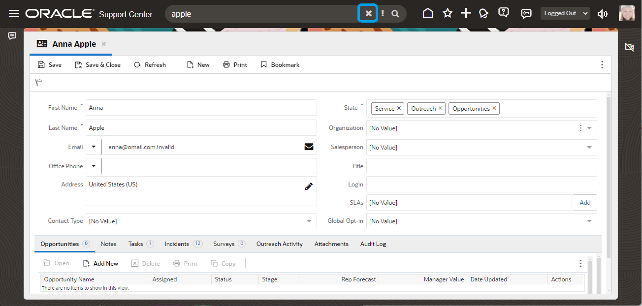 Clearing the Quick Search