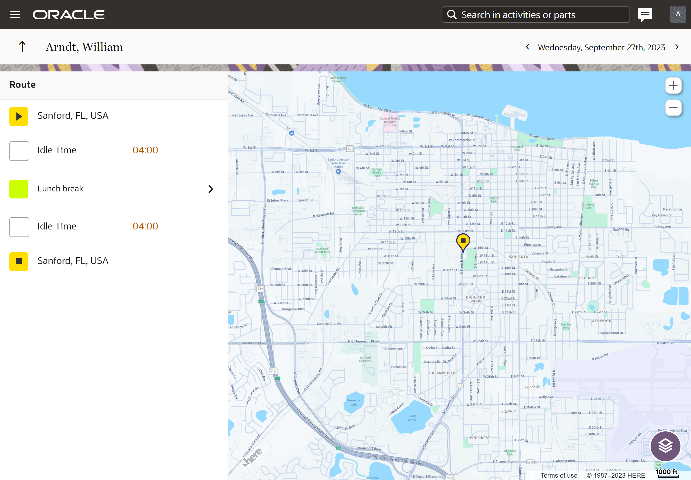 Screenshot of customers using the default maps provider 'HERE,' showing a modern map interface that enhances the user experience