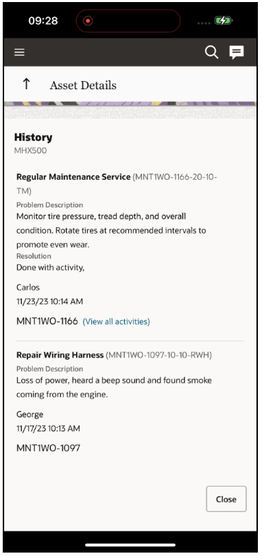 "Screenshot illustrating that the 'View All Work Orders' link displays the most recently completed activity from each work order within the past 90 days.