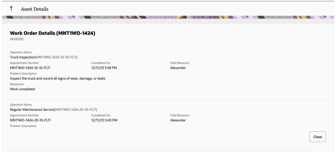 Screenshot showing that users can 'View all activities' if a work order consists of multiple activities.