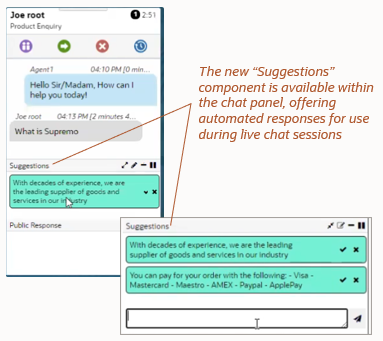 Agent Suggestion feature for Chat in the Browser UI
