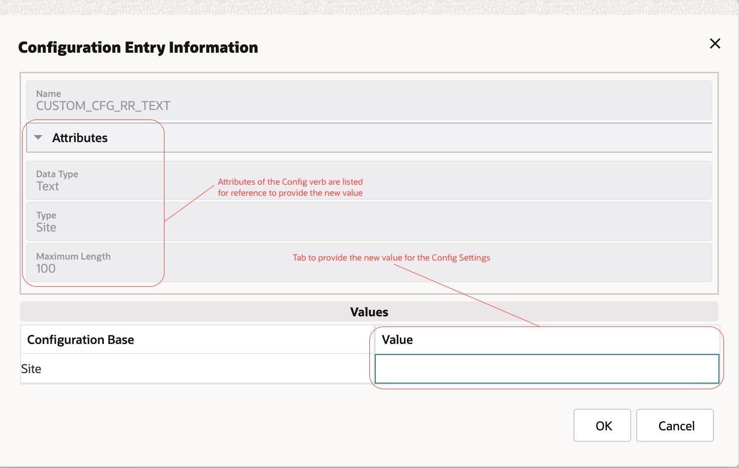 Configuration Settings Modify Popup 