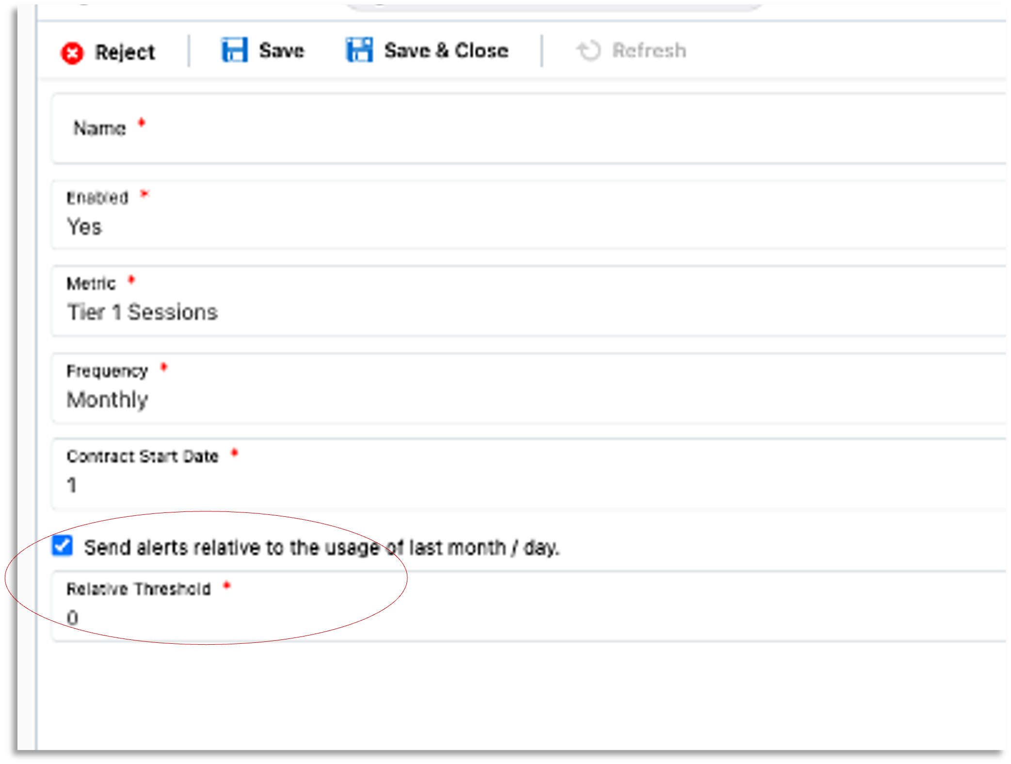 Relative Threshold in Configuration UI