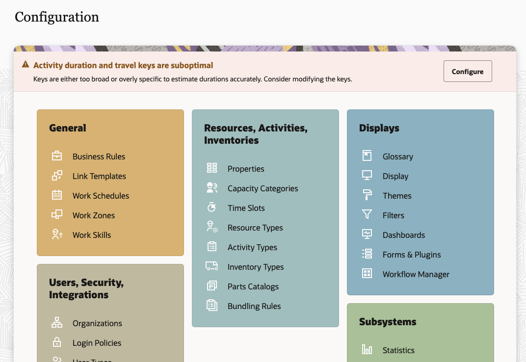 Configuration Screen Message