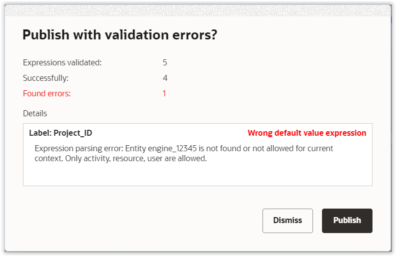 Publish with validation errors?