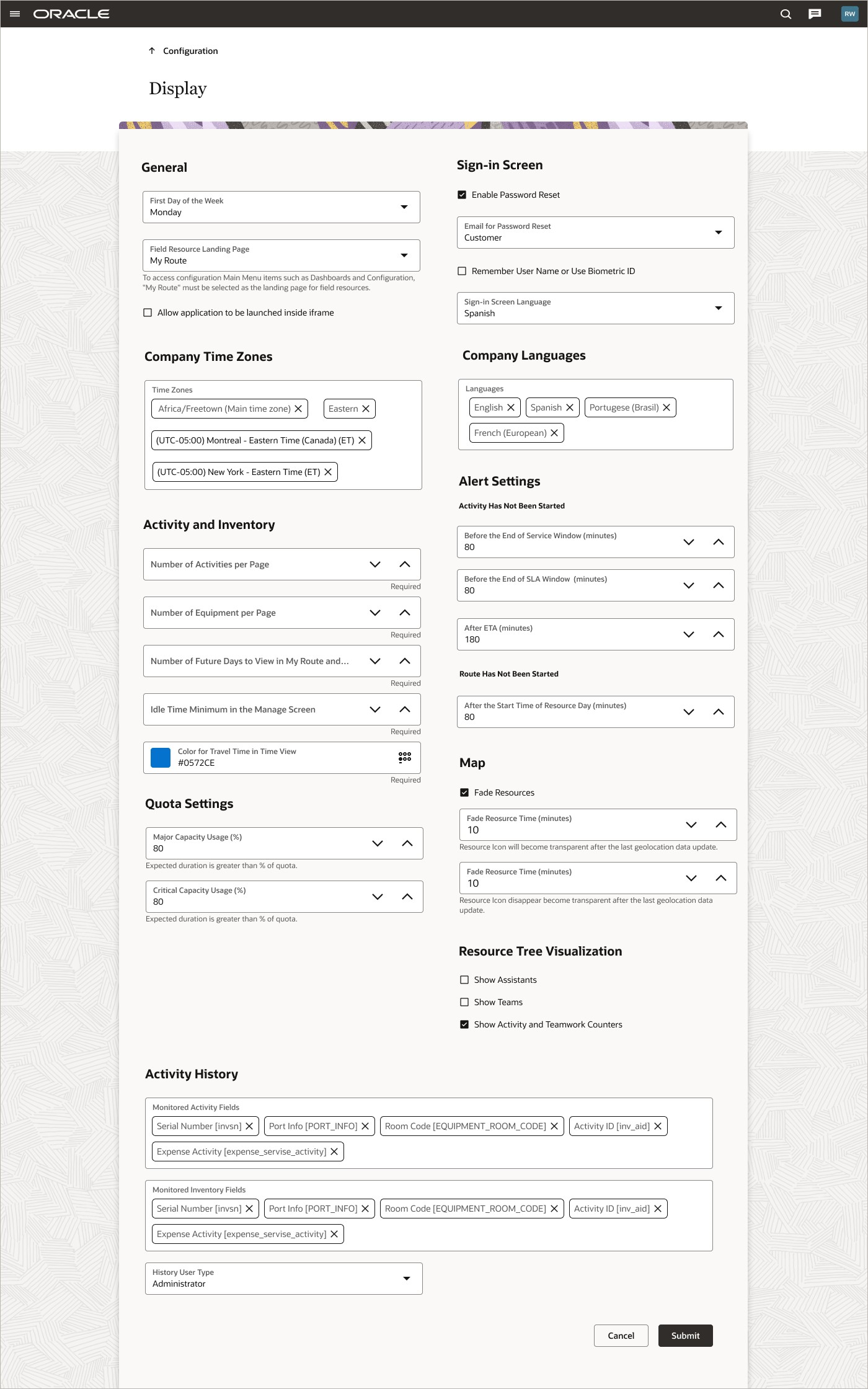 Display Configuration UI