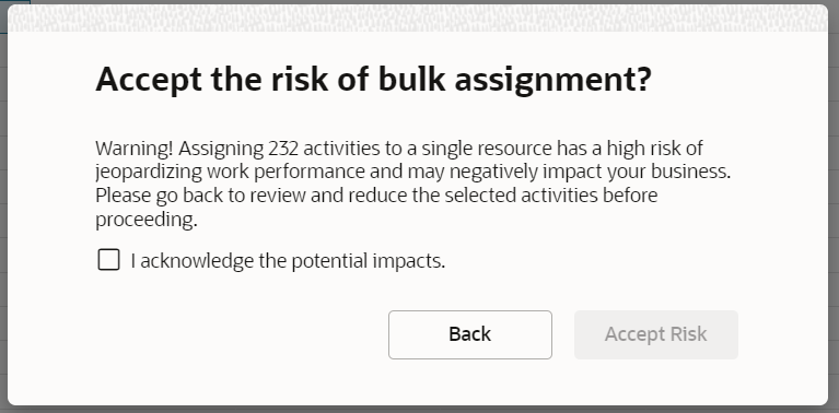 Bulk Assignment Warning