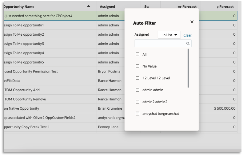 Column Header Auto Filter in BUI Report