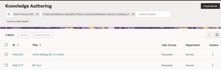 Example of search in source