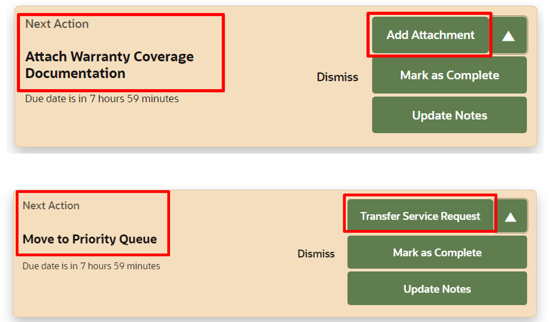 Example SmartActions in an Action Plan