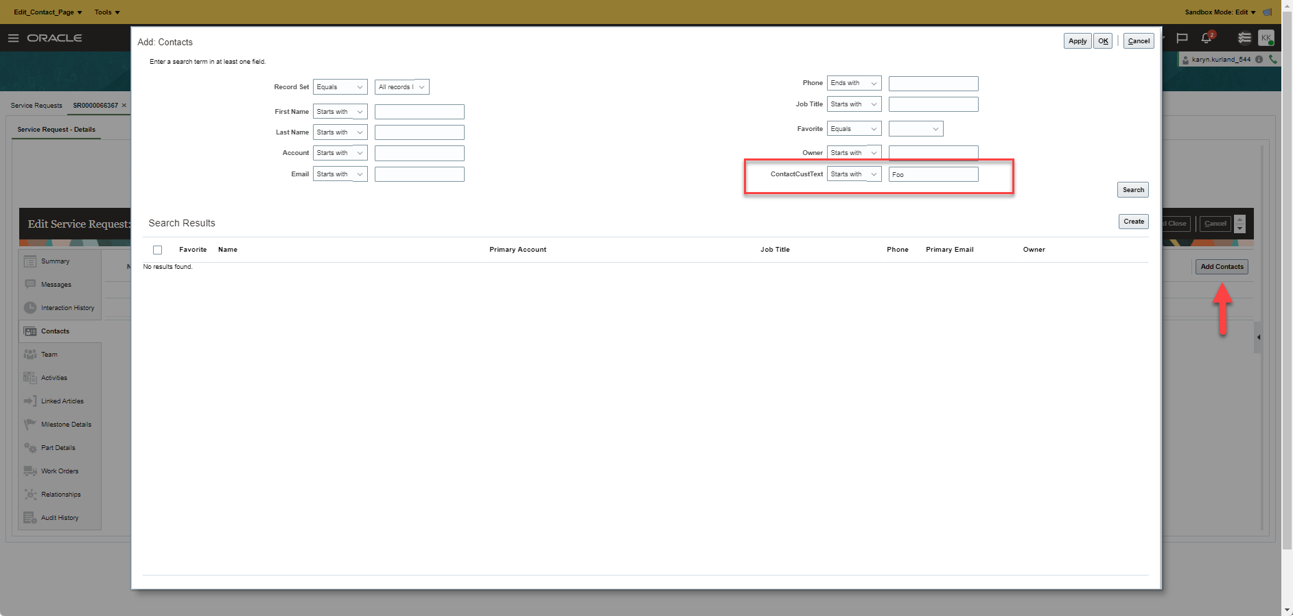 Modified Search when Adding Contacts to Classic SR UI