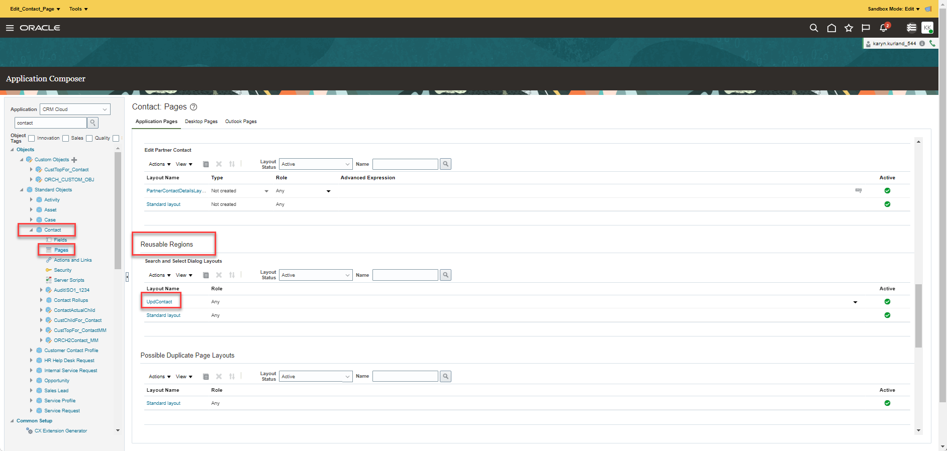 Reusable Region under Contact Pages