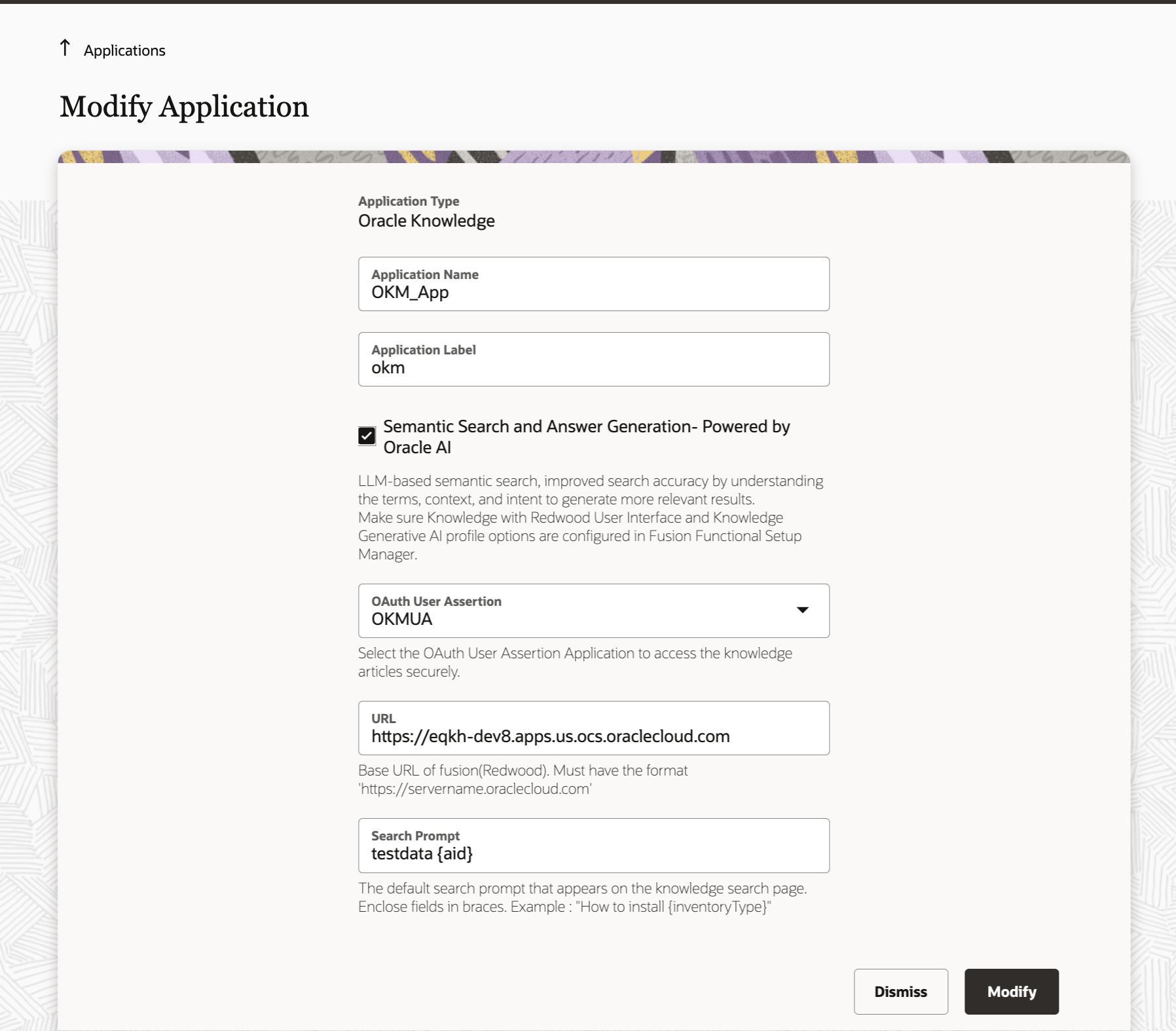 Modify Knowledge App