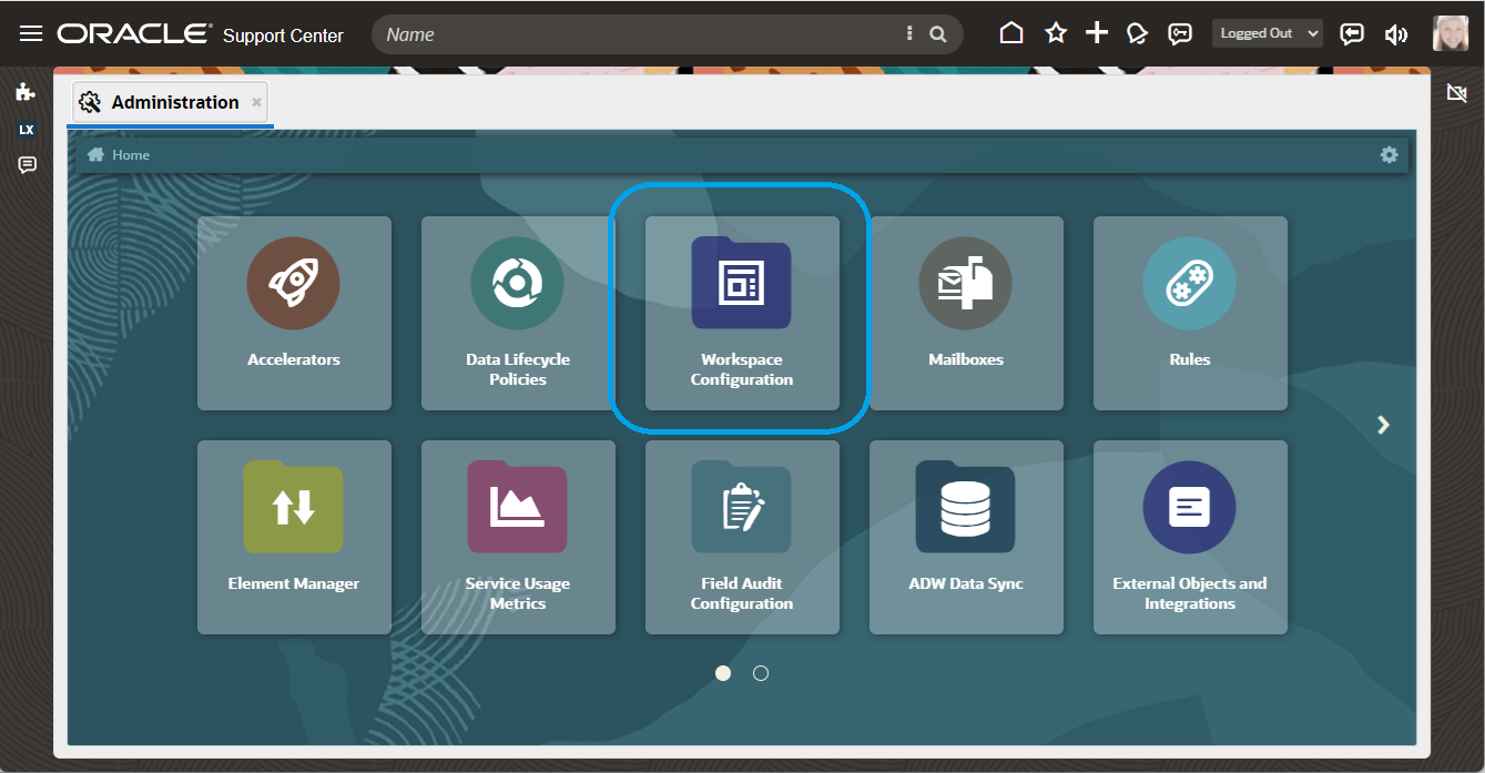 Workspace Configuration Admin Card