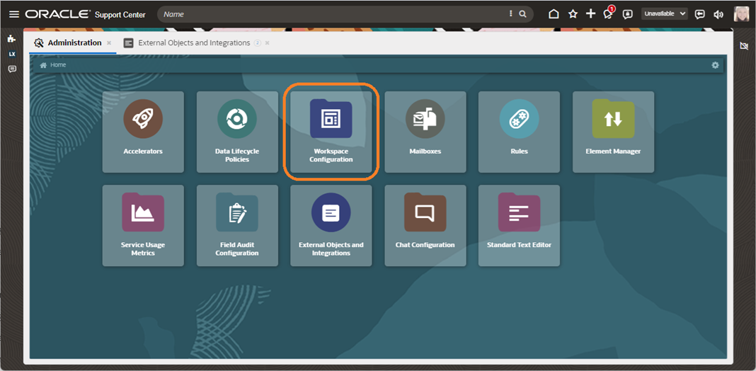 Workspace Configuration Admin Card