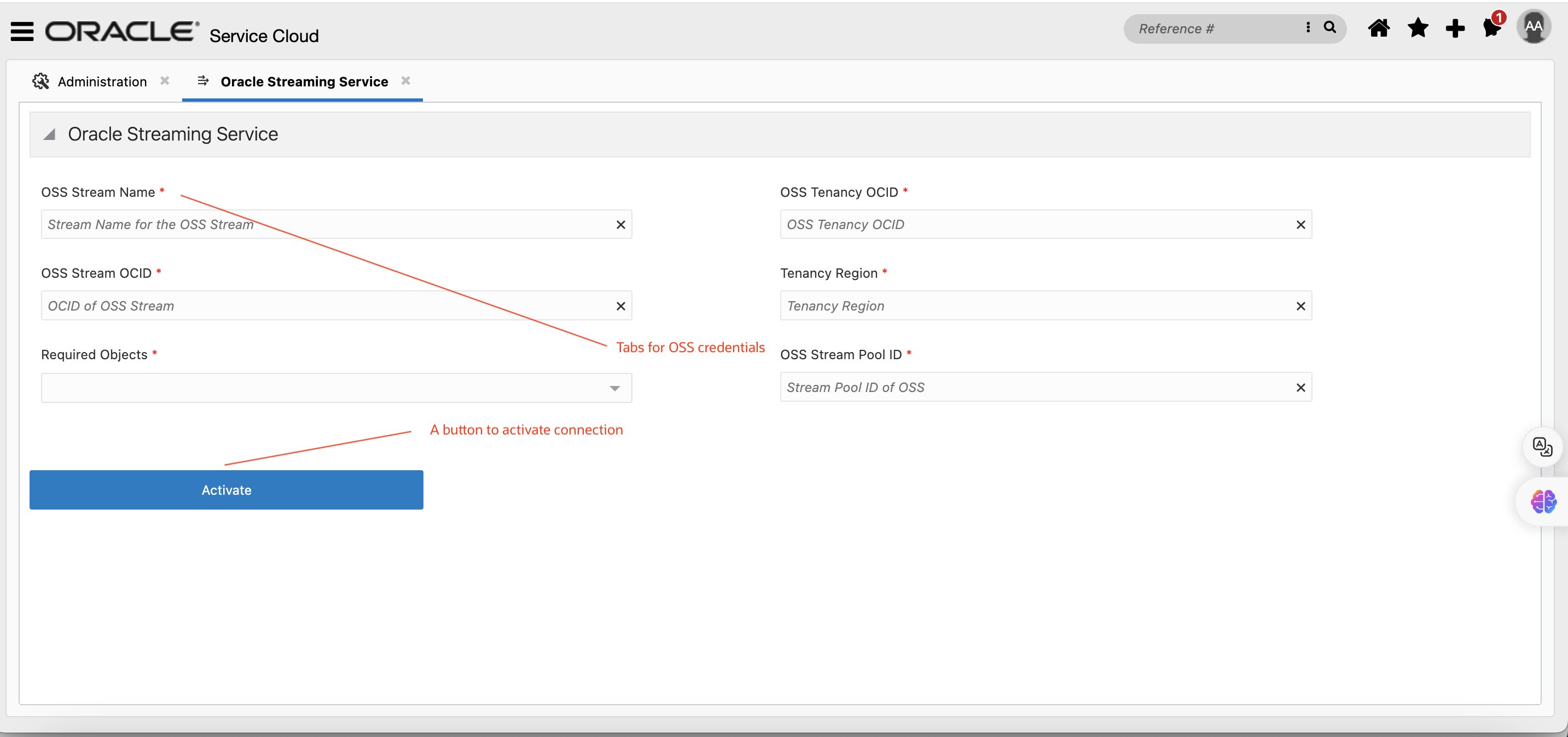 Admin UI for OSS Credentials