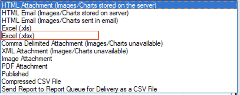 XLSX File format included in the supported formats
