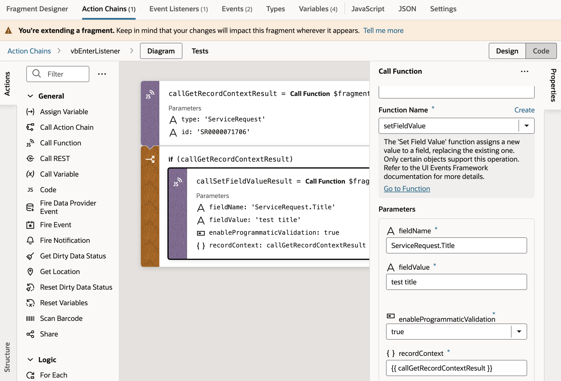 Set field with Given RecordContext