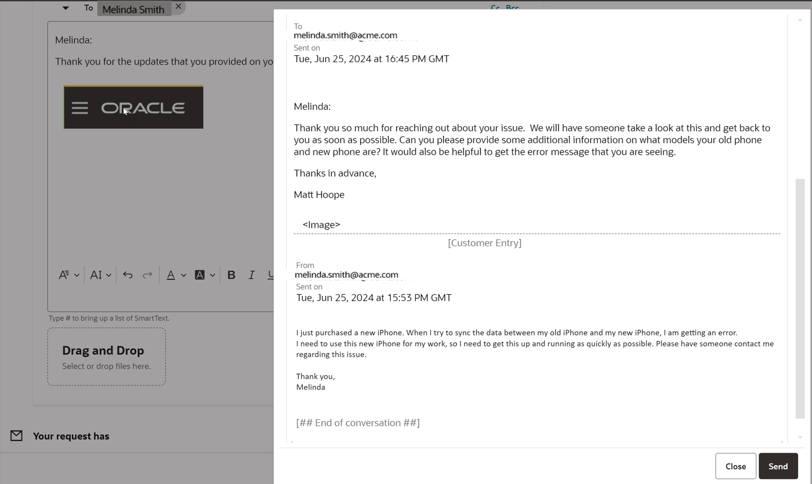 Previous Conversation in Email Preview