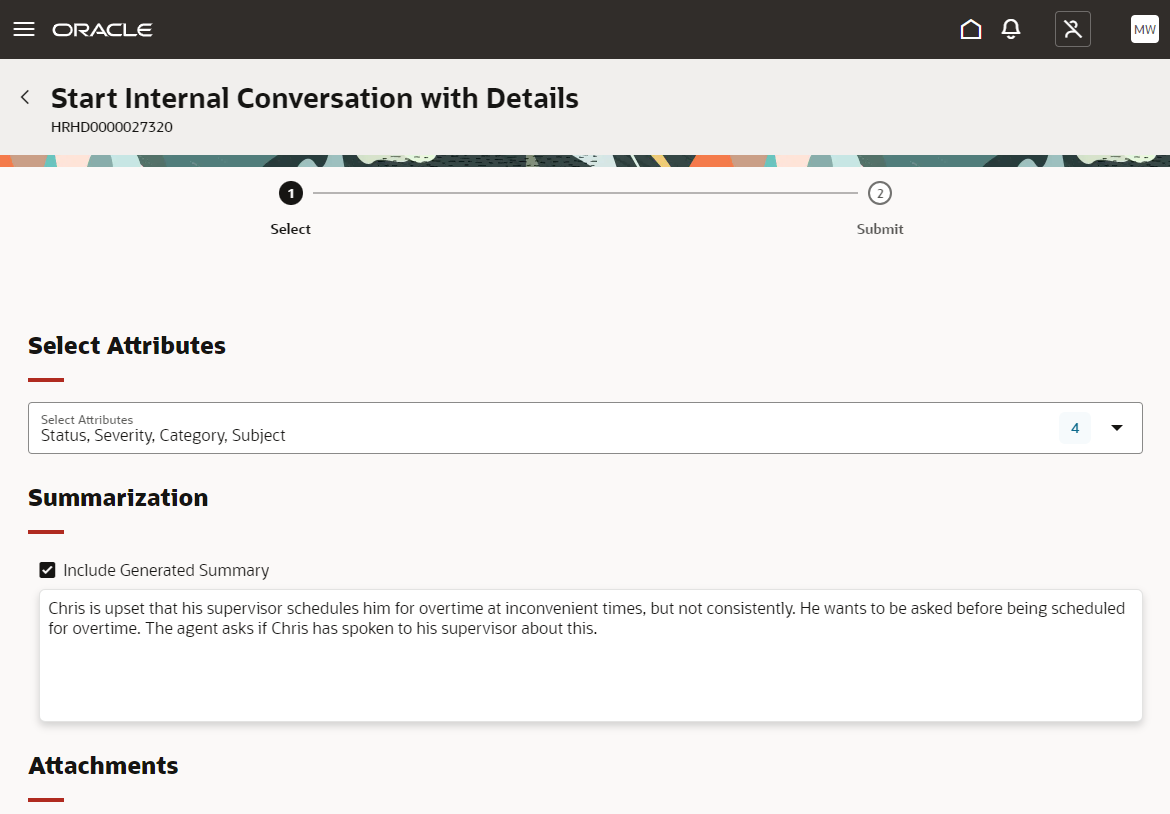 Start Conversation with Details using Generated Summary