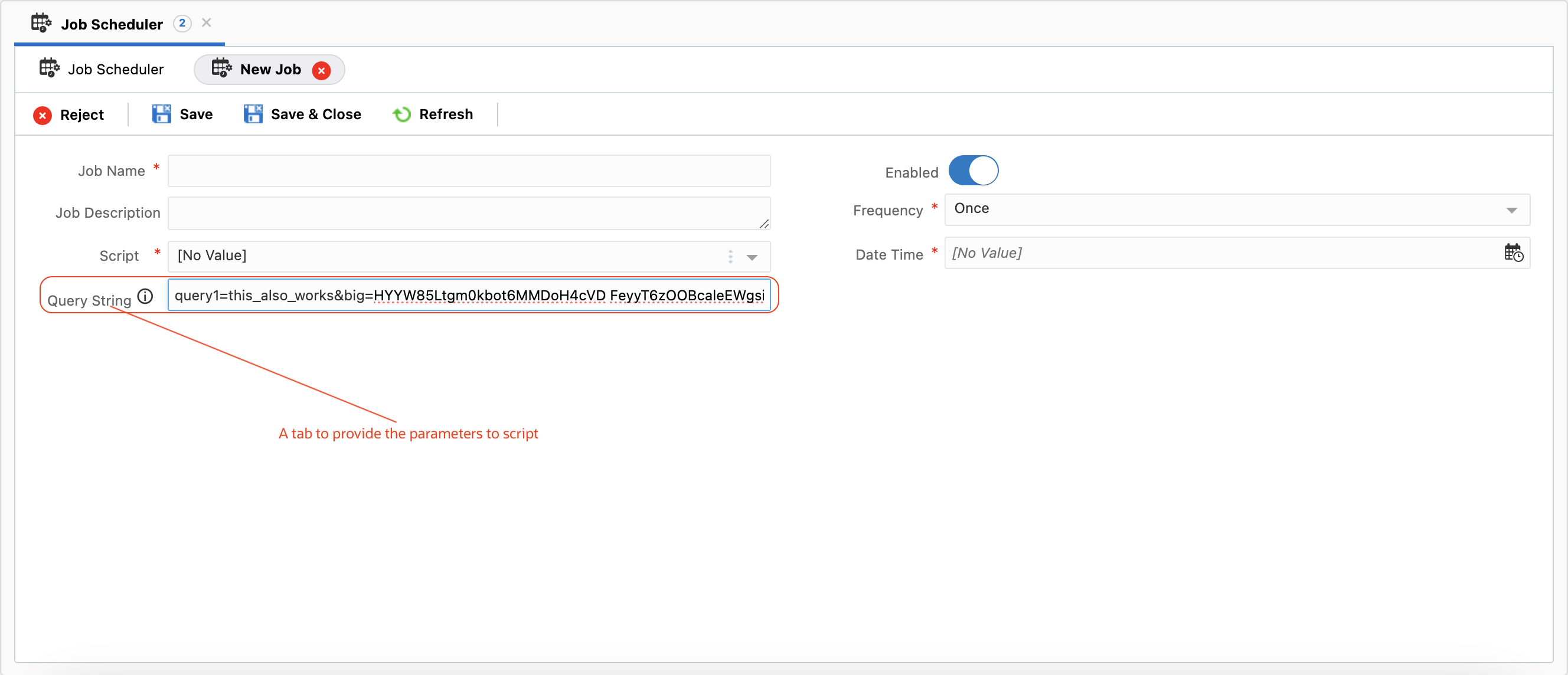 Pass parameters to Scripts