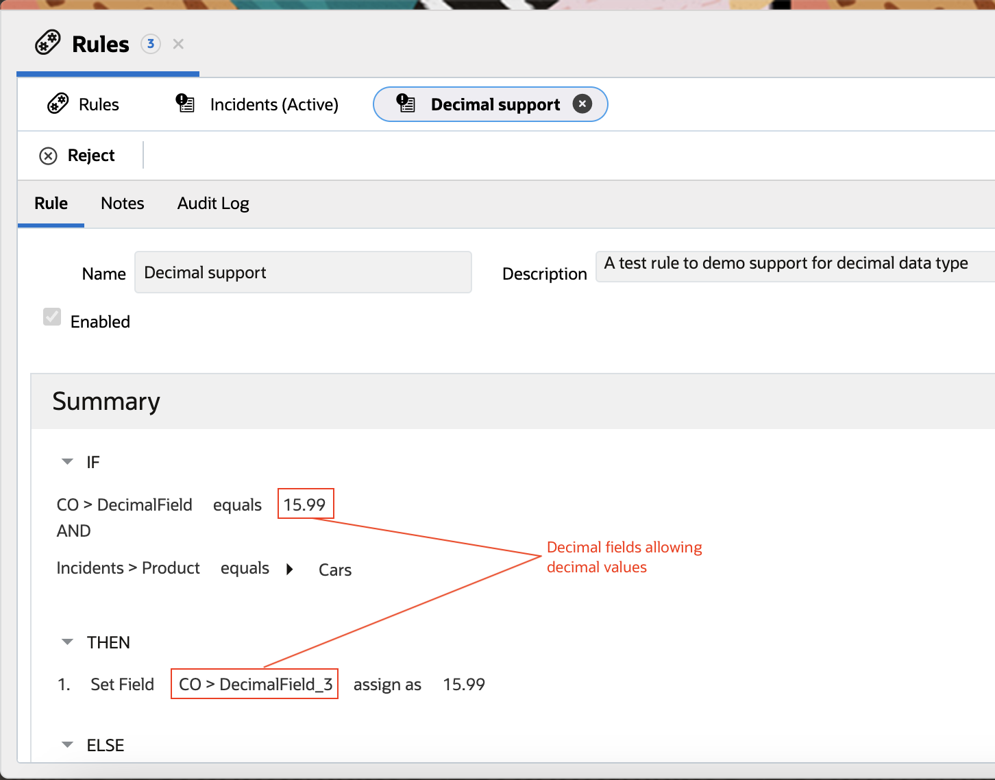 Decimal data types in Rules