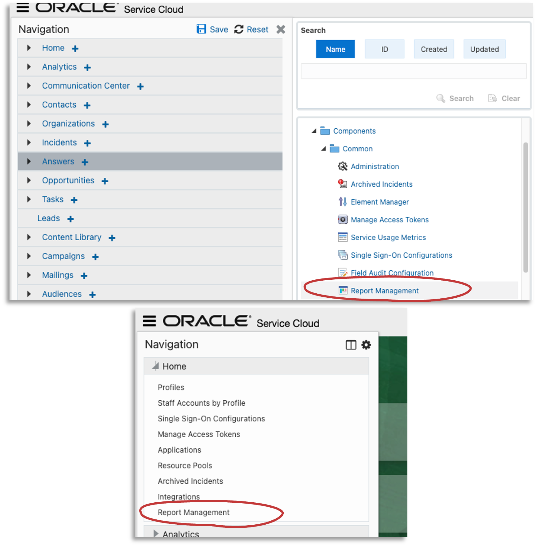 Report Management in Nav Set configuration