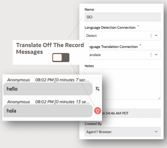 Off the Record is Configurable for Language Translation