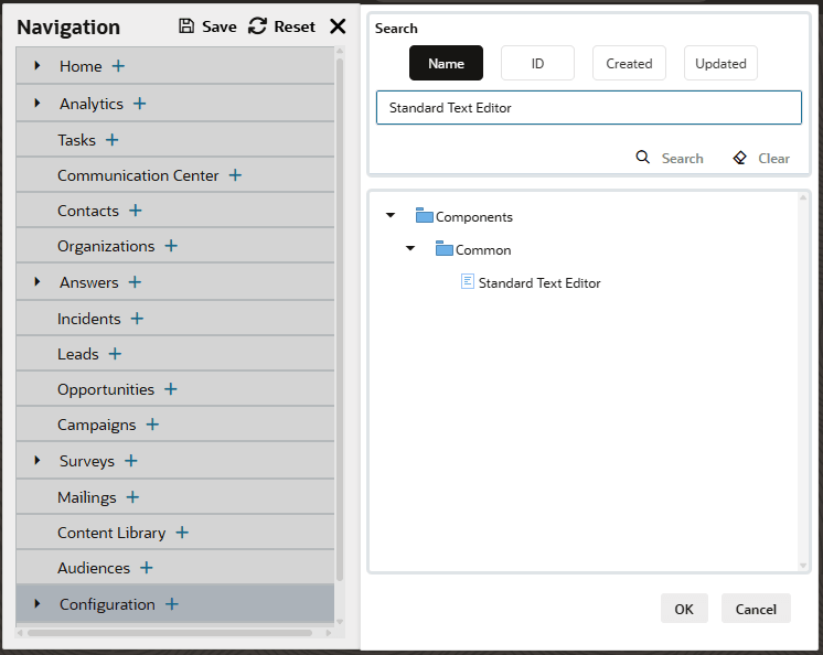 Adding Standard Text Editor to Navigation Set